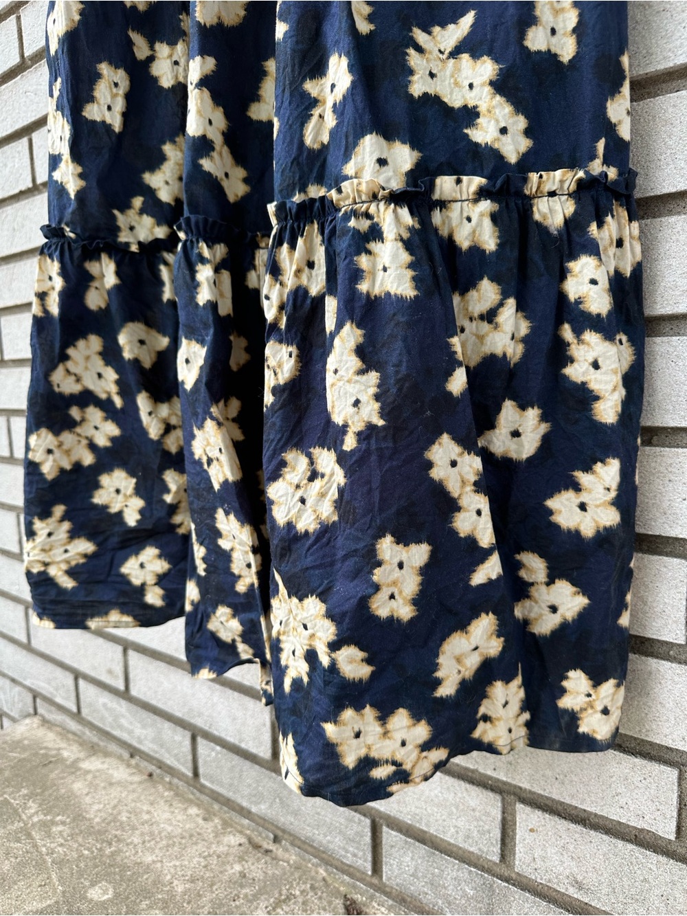 Time and Tru Navy Floral Cotton Flutter Sleeve Tiered Maxi Dress M Cottagecore - Picture 7 of 13